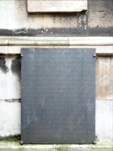 London - Christchurch Greyfriars Garden, steeple reconstruction plaque