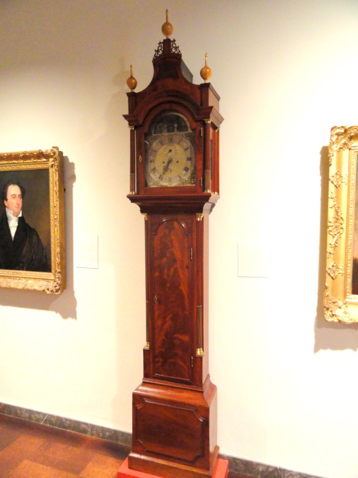 Longcase Clock by Thomas Brett, London, England, 1765, mahogany case with oak - Museum of Fine Arts, Springfield, MA - DSC03947
