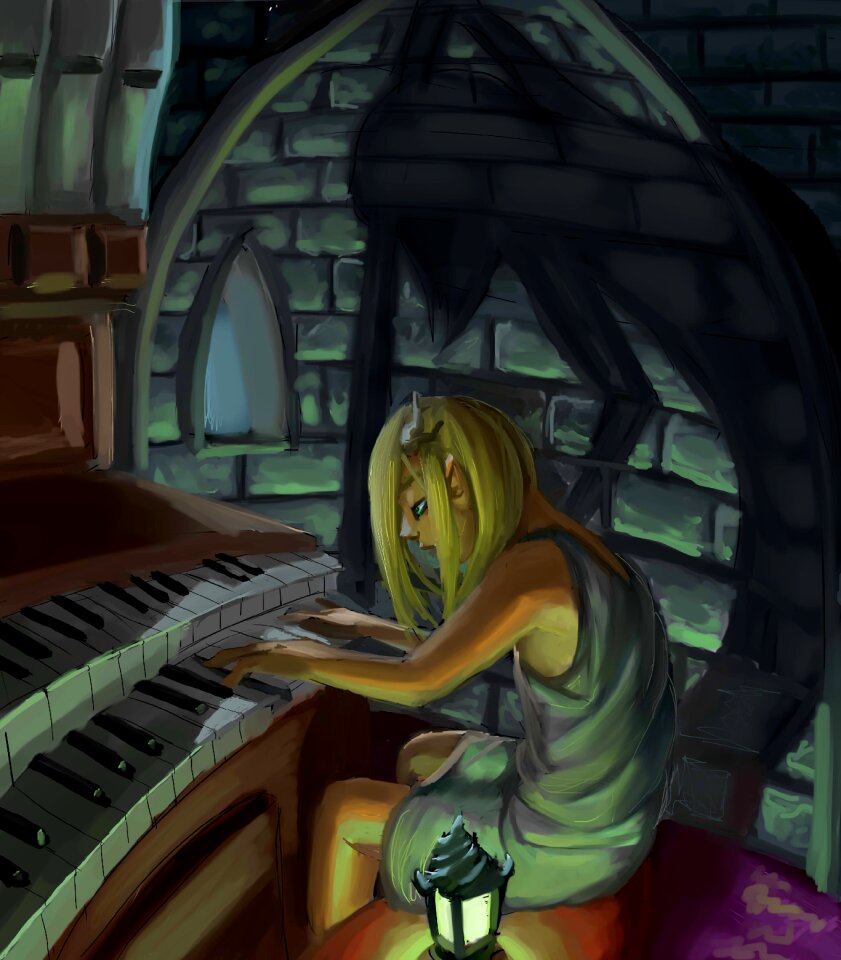 Girl blonde painting