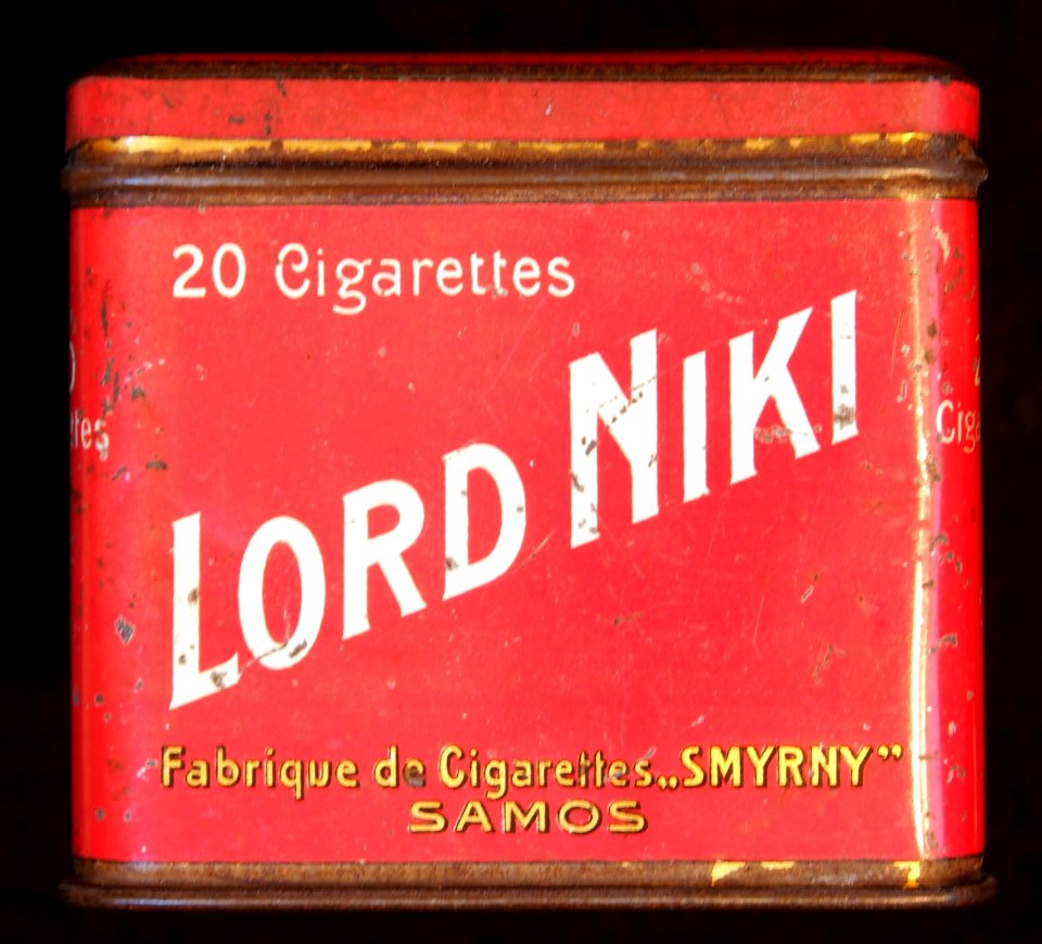 Lord Niki cigarettes tin, front