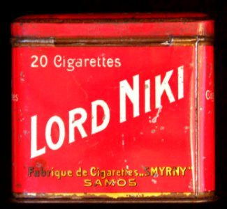 Lord Niki cigarettes tin, back