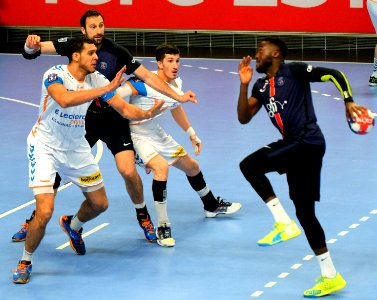 Luc Abalo - Igor Vori - Cyril Morency et Alvaro Luiz Sanchez-20160416-PSG-TOULOUSE
