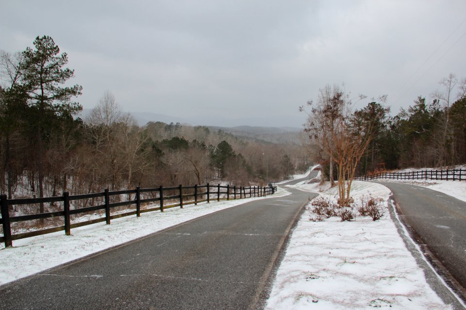 Lost Town Trail, Cherokee County, Georgia covered in snow, January 2016