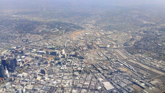 Los-Angeles-Civic-Center-and-Union-Station-Aerial-view-from-south-August-2014 photo