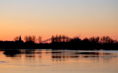 Lower course riverscape during sunset
