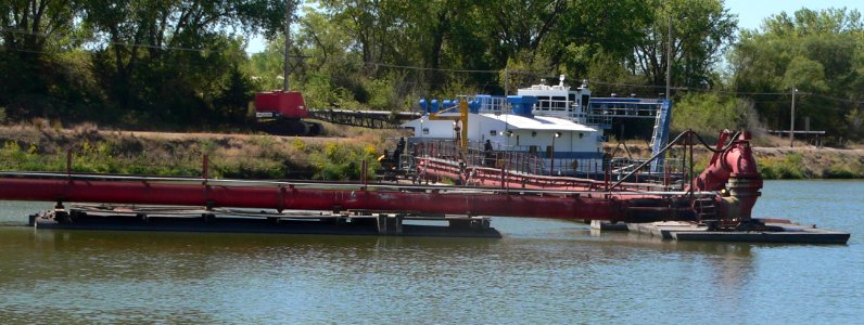 Loup Canal headworks settling basin dredge 2