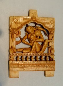 Lovers embracng on a canopied bed, Orissa, India, c. 1300, ivory - Freer Gallery of Art - DSC04518 photo