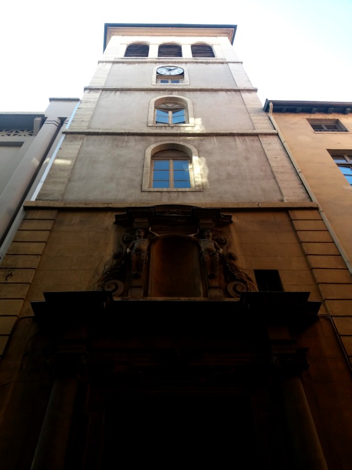 Lyon 2e - Rue François Dauphin - Église Saint François de Sales - Clocher nord de face