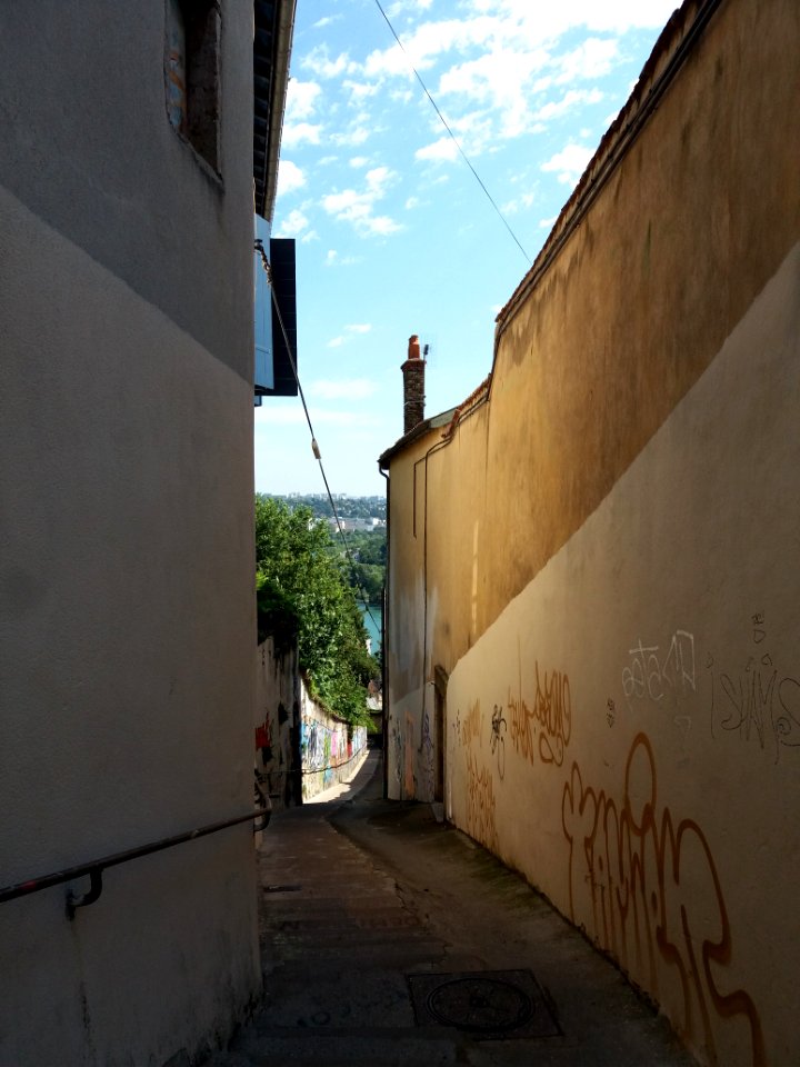 Lyon 4e - Rue Joséphin Soulary, vers le nord, début de l'escalier