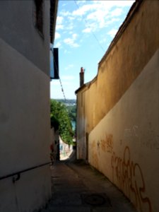Lyon 4e - Rue Joséphin Soulary, vers le nord, début de l'escalier