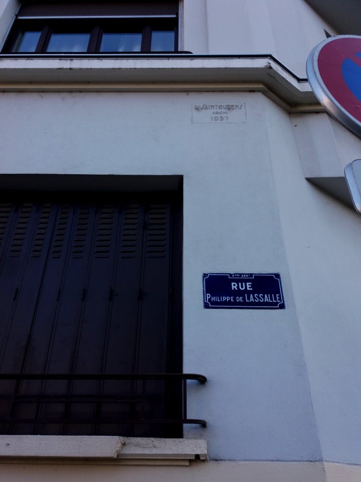 Lyon 4e - Rue Philippe de Lassalle - Plaque L. Saintourens architecte 1937