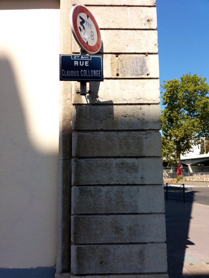 Lyon 2e - Rue Claudius Collonge - Plaque côté Perrache