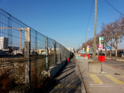 Lyon 2e - Quai Perrache, section en travaux au niveau de l'Hôtel de Région