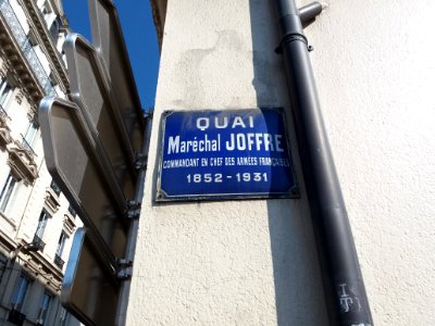 Lyon 2e - Quai Maréchal Joffre, plaque