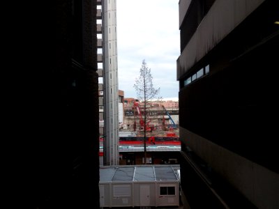 Lyon 3e - Place Charles Béraudier, chantier vu depuis une fenêtre de la bibliothèque municipale