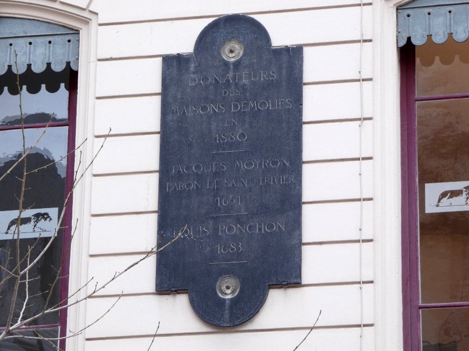 Lyon 2e - Place de l'Hôpital - Immeuble au numéro 1 - Plaque Donateurs des maisons démolies