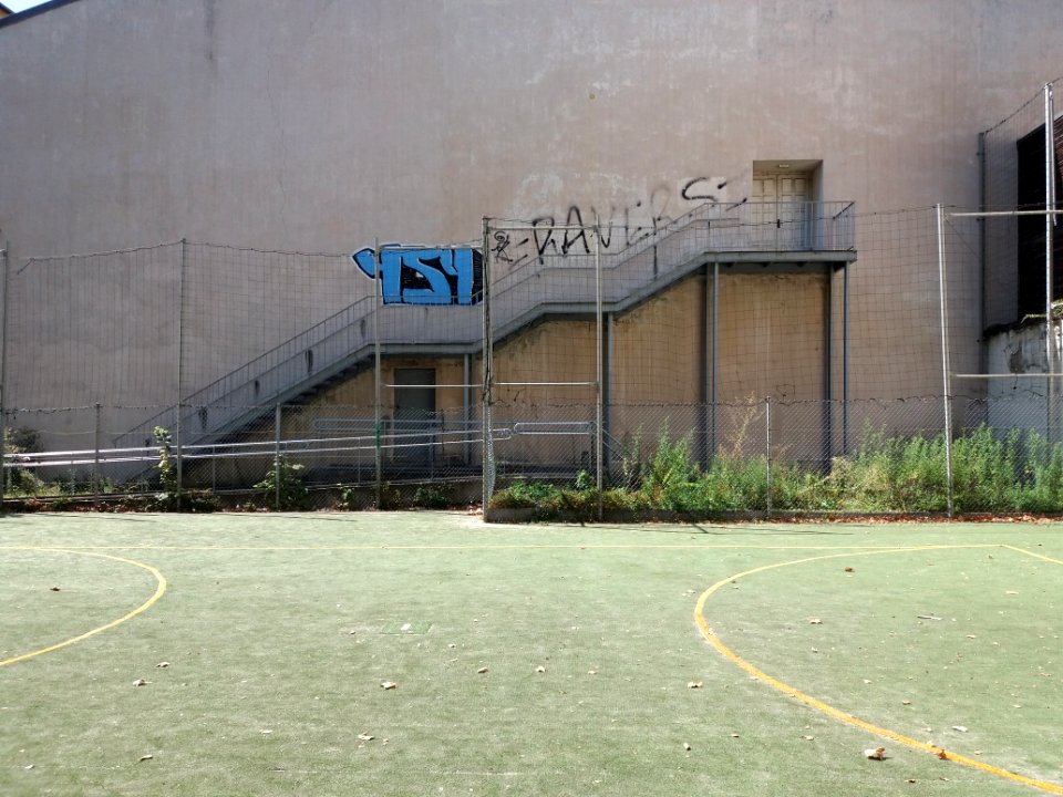 Lyon 2e - Place de l'Hippodrome - Terrain de sport et escalier