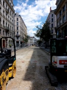 Lyon 2e - Rue de la République, vers le nord, en travaux