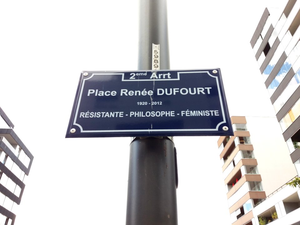 Lyon 2e - Place Renée Dufourt - Plaque
