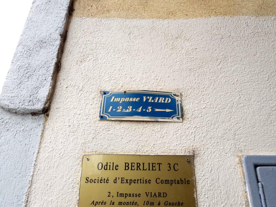 Lyon 4e - Impasse Viard, plaque