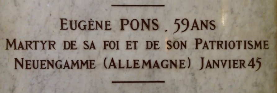 Lyon 4e - Église Saint-Eucher, monument aux morts 39-45, détail sur Eugène Pons
