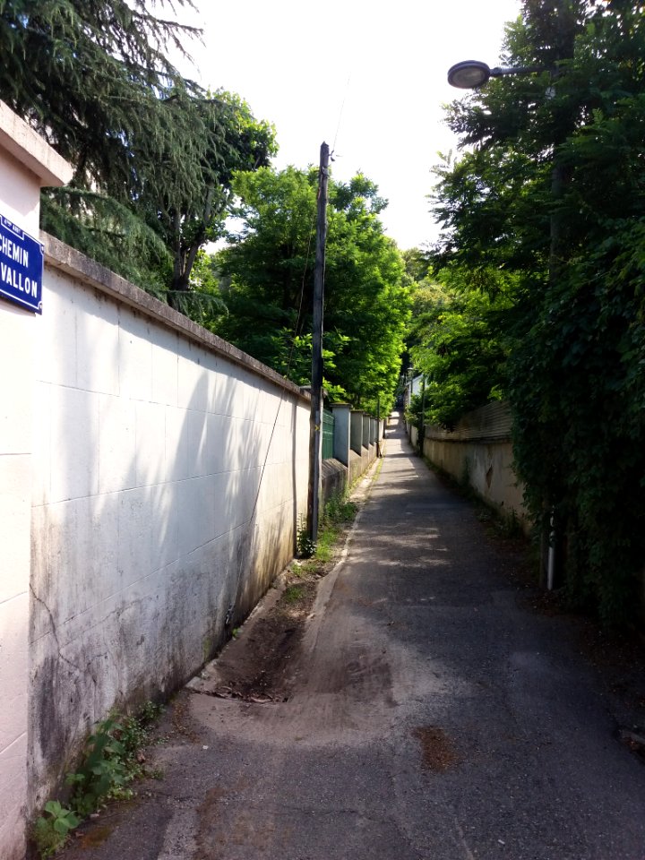 Lyon 4e - Chemin du Vallon, depuis la rue du Bois de la Caille
