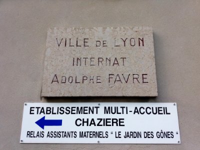 Lyon 4e - Internat Adolphe Favre - Plaque