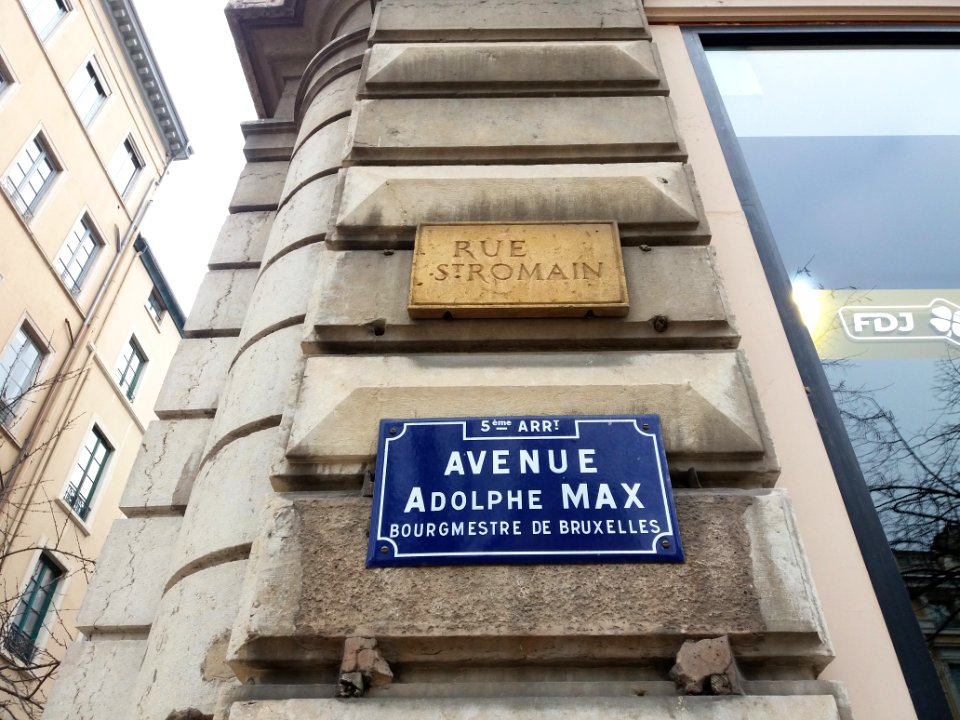 Lyon 5e - Avenue Adolphe Max - Plaque actuelle et ancien nom