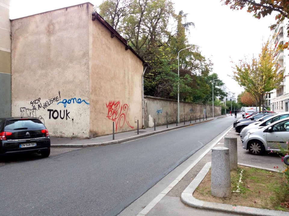 Lyon 3e - Rue Saint Maximin, vers l'ouest, le long du mur de la villa Monoyer