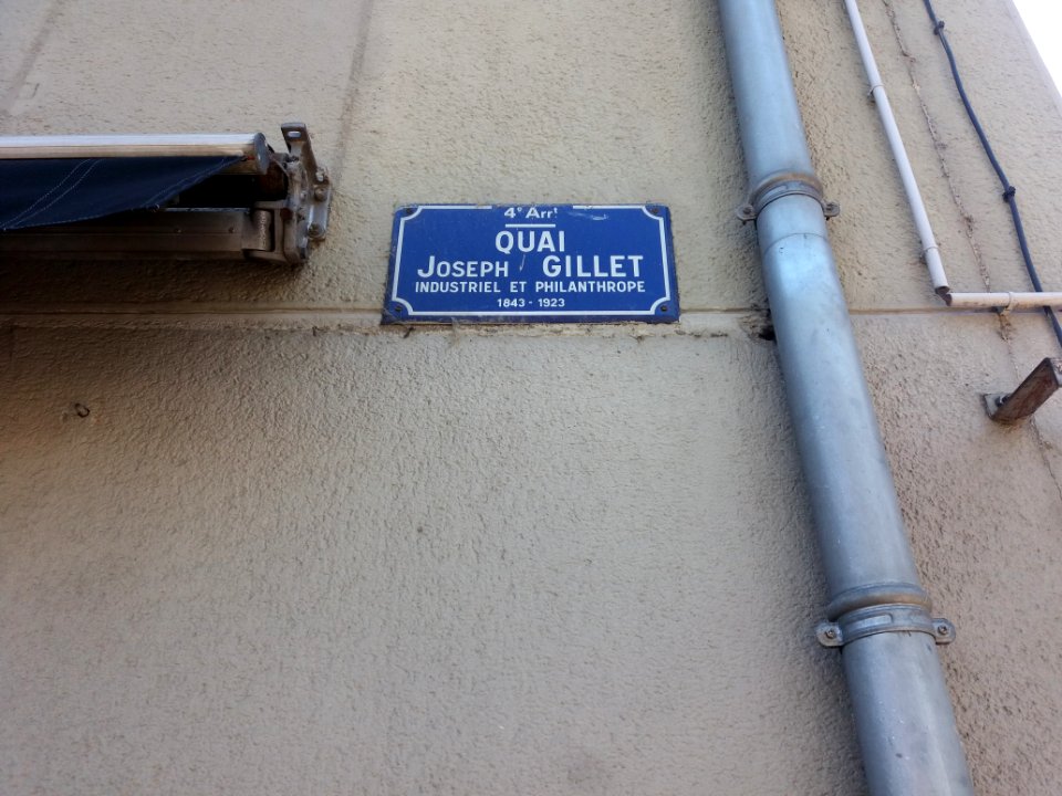 Lyon 4e - Quai Joseph Gillet, plaque