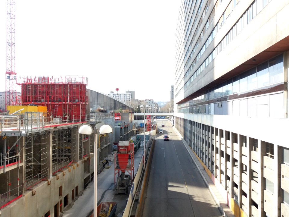 Lyon 3e - Travaux d'extension du centre commercial de La Part-Dieu, février 2019 - Premiers étages et rue de Bonnel