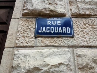Lyon 4e - Rue Jacquard, plaque