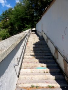 Lyon 4e - Rue Justin Godart, escalier depuis le passage des Gloriettes