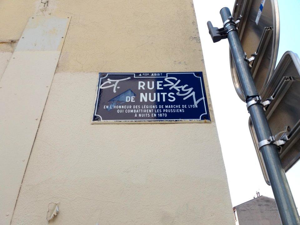 Lyon 4e - Rue de Nuits, plaque