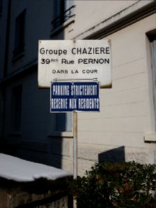 Lyon 4e - Rue Pernon - Plaque Groupe Chazière