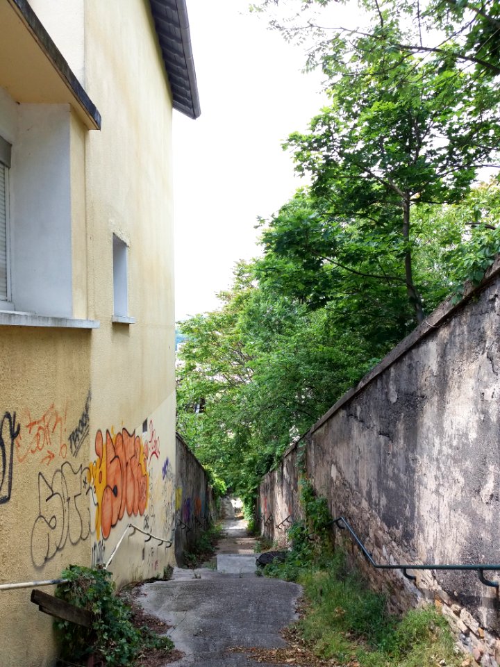 Lyon 4e - Rue Niepce, passage descendant de la rue de la Corniche à la rue d'Ypres