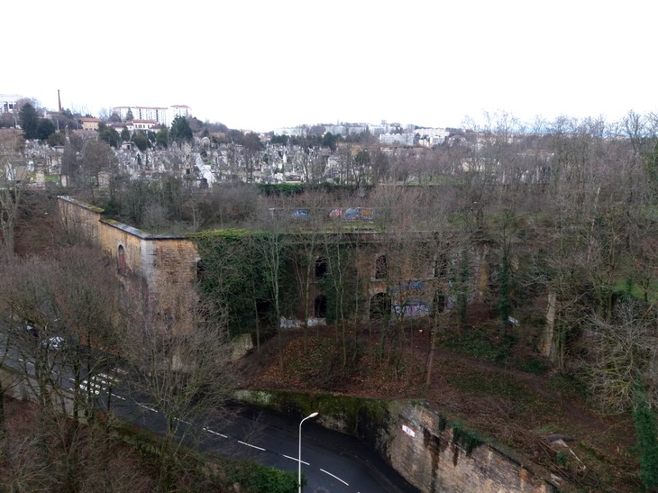 Lyon 5e - Fort de Loyasse et cimetière vus depuis les immeubles du 89-91 montée de l'Observance