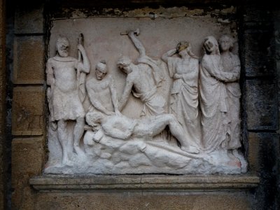Lyon 5e - Église Saint Irénée, chemin de croix extérieur, station 11, détail