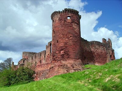 Medieval round tower red sandstone