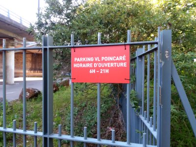 Lyon 6e - Parking VL Poincaré, plaque