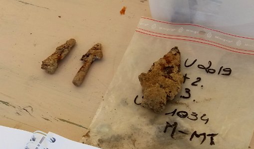 Lyon 5e - Fouilles archéologiques du clos de la Visitation 2019, pointes en fer (2)