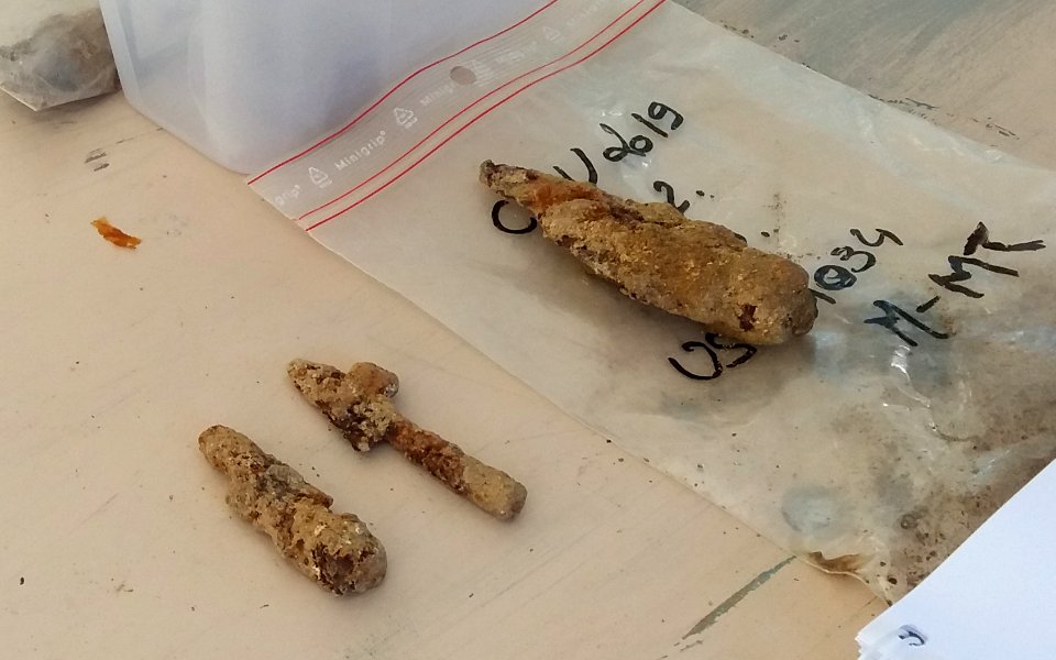 Lyon 5e - Fouilles archéologiques du clos de la Visitation 2019, pointes en fer (1)