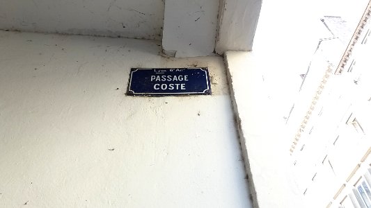 Lyon 6e - Passage Coste, plaque
