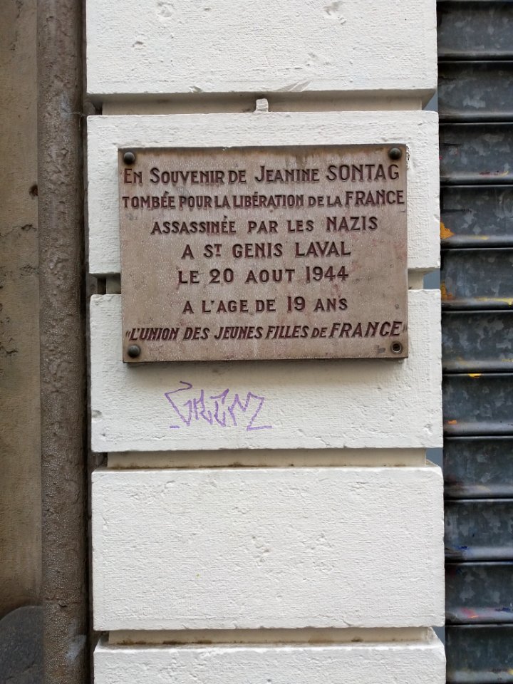 Lyon 6e - Rue Cuvier, plaque à Jeanine Sontag