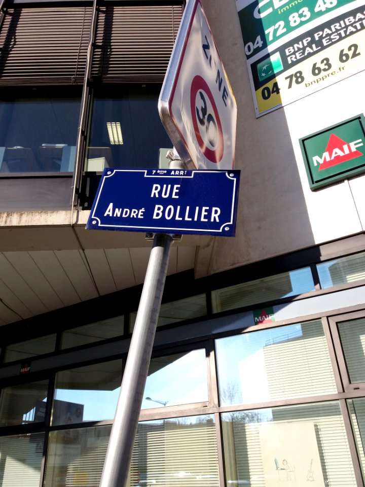 Lyon 7e - Rue André Bollier, plaque
