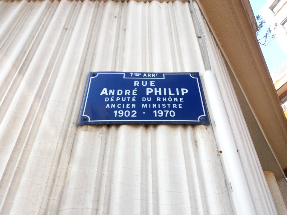 Lyon 7e - Rue André Philip, plaque