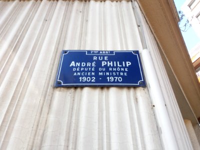 Lyon 7e - Rue André Philip, plaque