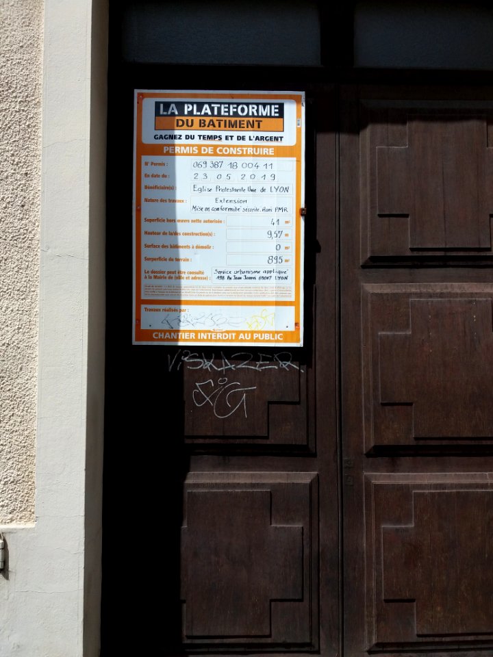 Lyon 7e - Rue Bancel, église protestante, permis de construire (2019)
