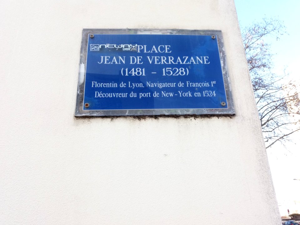 Lyon 7e - Place Jean de Verrazane, plaque