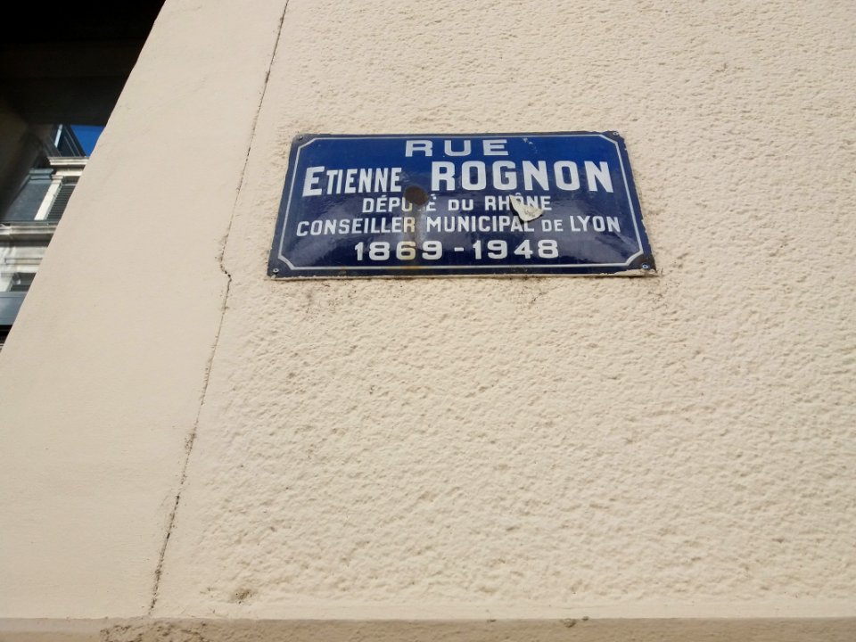 Lyon 7e - Rue Étienne Rognon, plaque